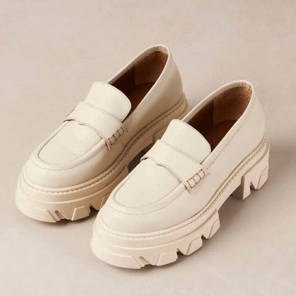 Alohas Trailblazer Cream Leather Chunky Loafers Y2K Size 42/US 11 - Picture 3 of 14